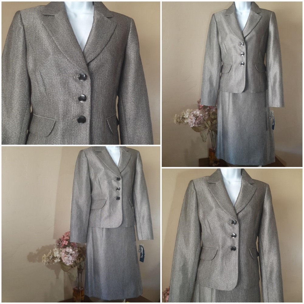 NWT Evan- Picone  Shimmer Tweed Suit Jacket & Skirt